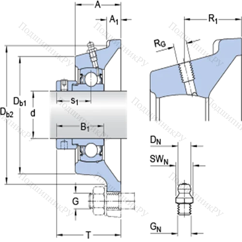 Фланцевые подшипниковые узлы типа Y (корпус типа Y-TECH, квадратный фланец, крепление стопорными винтами) FY 1.11/16 FM