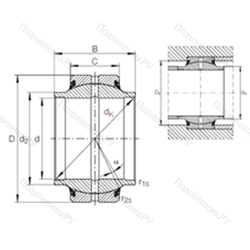 Подшипник скольжения сферический GE 60 HO-2RS