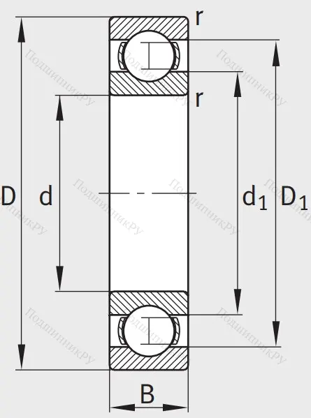 Однорядный шариковый подшипник 16002 A