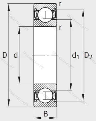 Однорядный шариковый подшипник 62307 A 2RSR от производителя  FAG