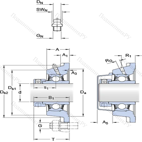 Фланцевые подшипниковые узлы типа Y (корпус типа Y-TECH, квадратный фланец, крепление стопорными винтами) FY 60 WF