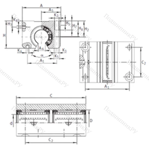 Подшипник шариковый линейный KTNO 16 C-PP-AS
