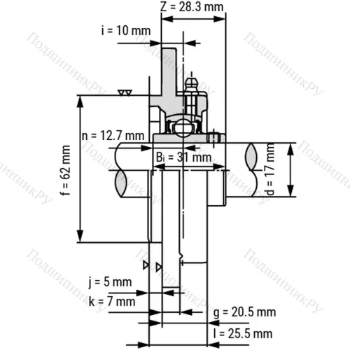 Подшипниковый узел UCFC 203 - Вал: 17 мм от производителя  LPZ