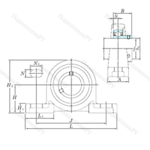Подшипниковый узел шариковый радиальный BLP 208-24