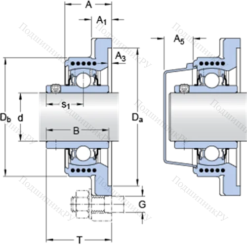 Фланцевые подшипниковые узлы типа Y (корпус типа Y-TECH, квадратный фланец, крепление стопорными винтами) FYK 25 TEF
