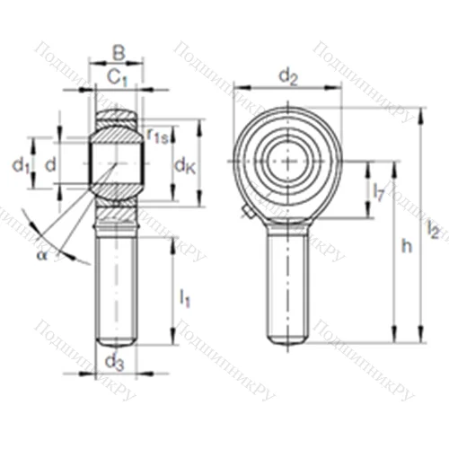 Подшипник скольжения сферический GAKR 18 PB