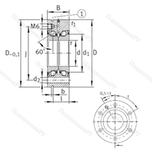 Подшипник шариковый упорно-радиальный ZKLF 3080-2RS-PE