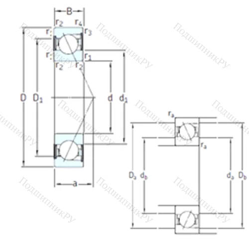 Подшипник шариковый радиально-упорный S 7205 CD/P 4A
