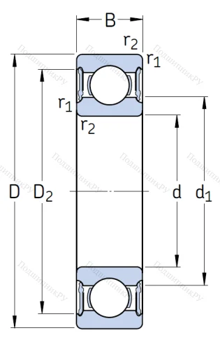 Однорядный шариковый подшипник 6314 2RS 1/С3 от производителя  SKF