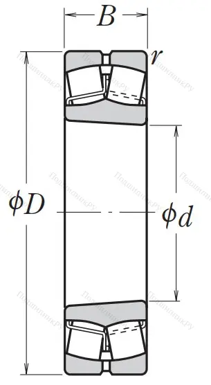 Сферический роликовый подшипник с конической посадкой на вал 22311 EAKE 4 C 3