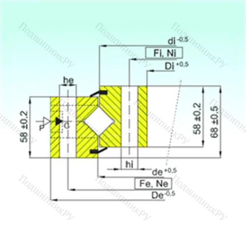 Подшипник роликовый опорно-поворотный NR 1.16.1644.400-1PPN