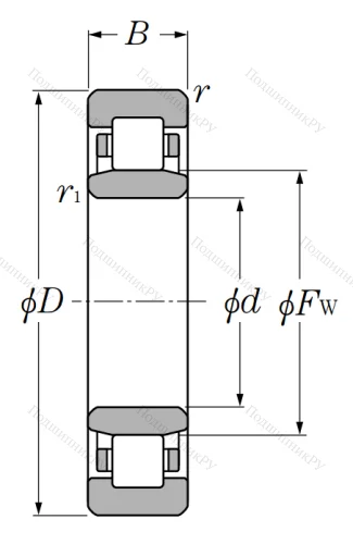 Роликовый цилиндрический подшипник NU 2205 от производителя  NTN
