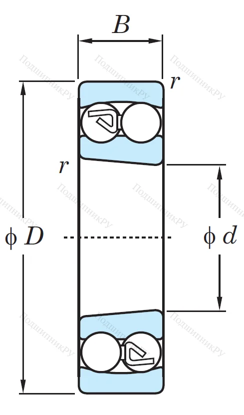 Двухрядный шариковый подшипник 2307 K