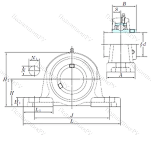 Подшипниковый узел шариковый радиальный UCP 209-28
