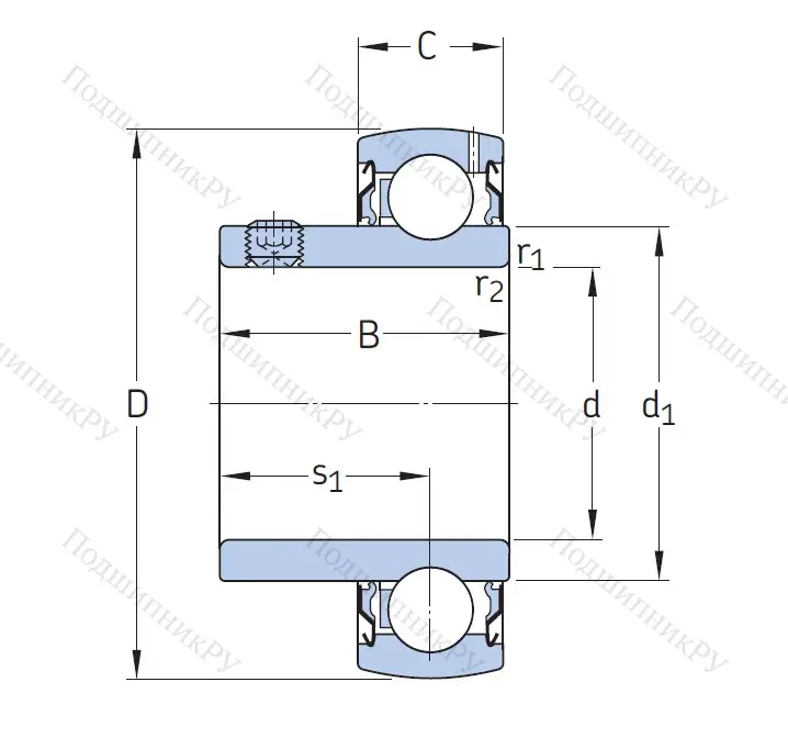 Корпусный подшипник YAT 206