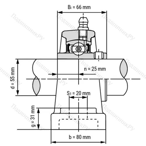 Подшипниковый узел UCP 311 - Вал: 55 мм от производителя  LPZ