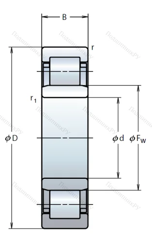 Роликовый цилиндрический подшипник NU 2212 W от производителя  NSK