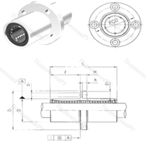 Подшипник шариковый линейный LMEFM 16UU