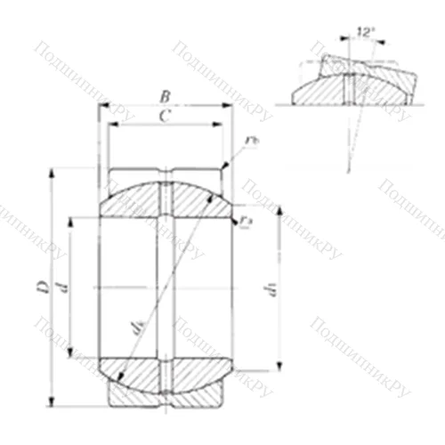 Подшипник скольжения сферический SBB 64