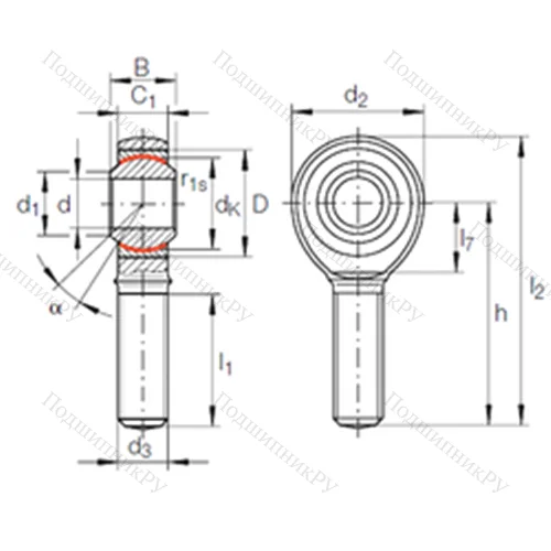Подшипник скольжения сферический GAKL 14 PW