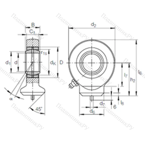 Подшипник скольжения сферический GK 45 DO