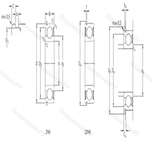 Подшипник шариковый радиальный 206-2ZNR