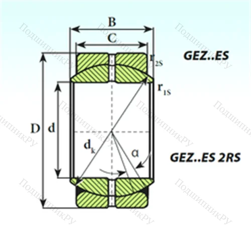 Подшипник скольжения сферический GEZ 82 ES 2RS