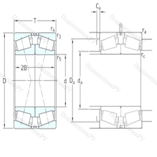 Подшипник роликовый радиально-упорный спаренный 31328XJ 2/DF