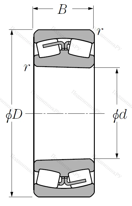 Сферический роликовый подшипник с конической посадкой на вал 22213 BK (EAK) D 1