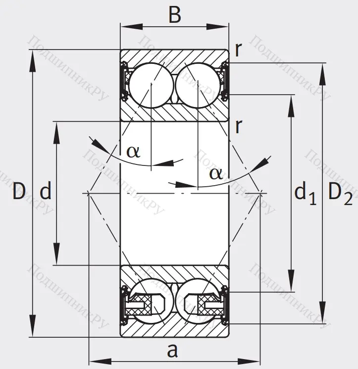 Двухрядный шариковый подшипник 3309 BD XL 2HRS TVH