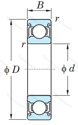 Однорядный шариковый подшипник 6222 ZZ C 3
