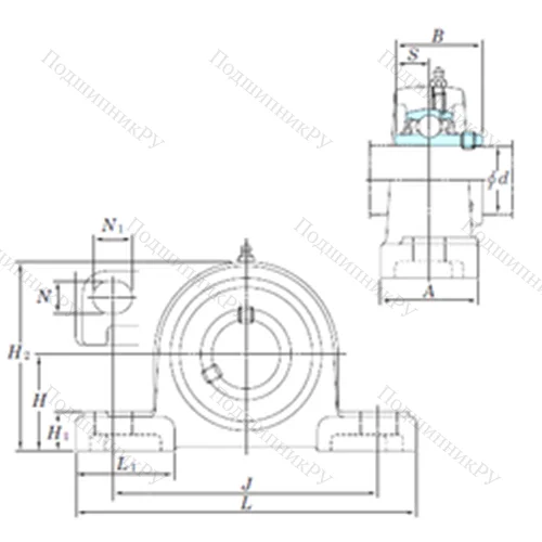 Подшипниковый узел шариковый радиальный UCP 212SC