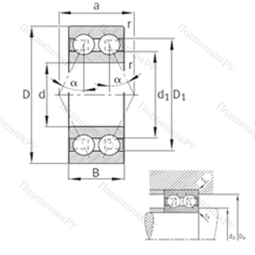 Подшипник шариковый радиально-упорный 3308-B-TVH