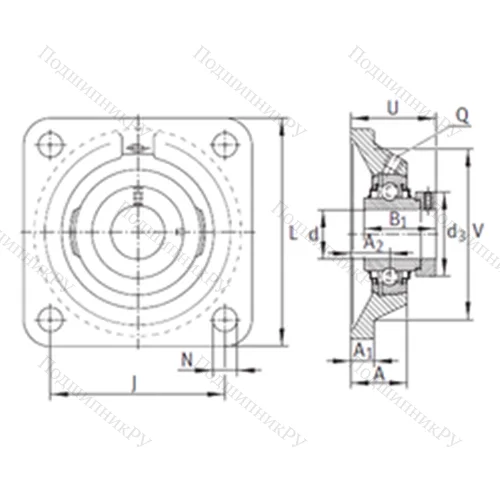 Подшипниковый узел шариковый радиальный RCJ 60-FA 164