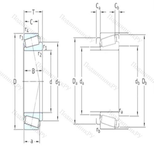 Подшипник роликовый радиально-упорный 30308J 2/Q