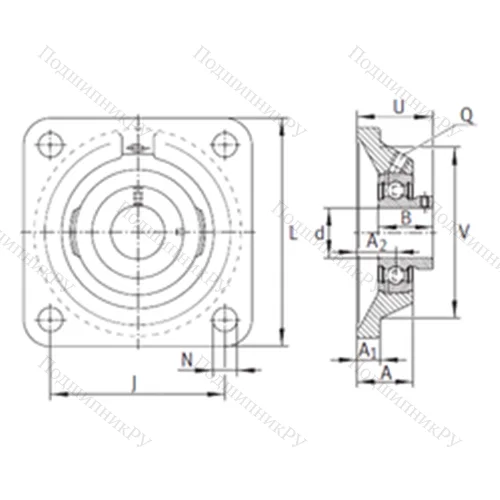 Подшипниковый узел шариковый радиальный PCJY 35-N