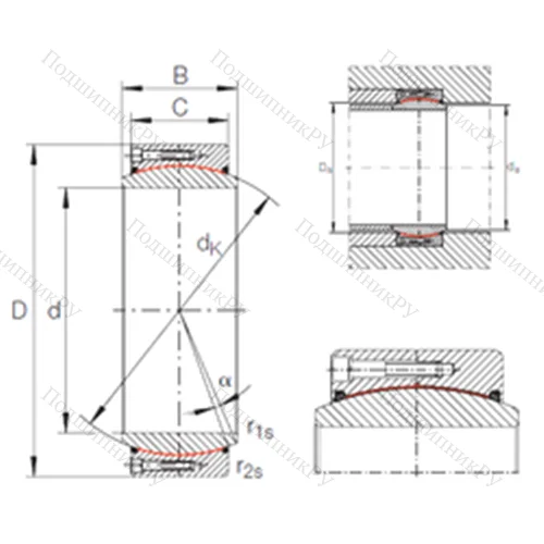 Подшипник скольжения сферический GE 320 DW-2RS 2