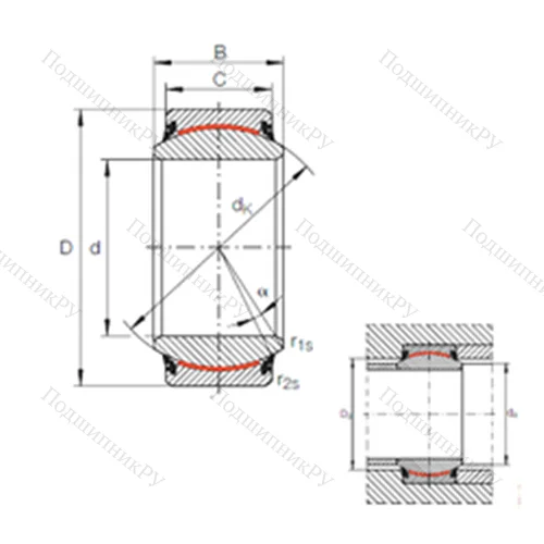 Подшипник скольжения сферический GE 35 UK-2RS