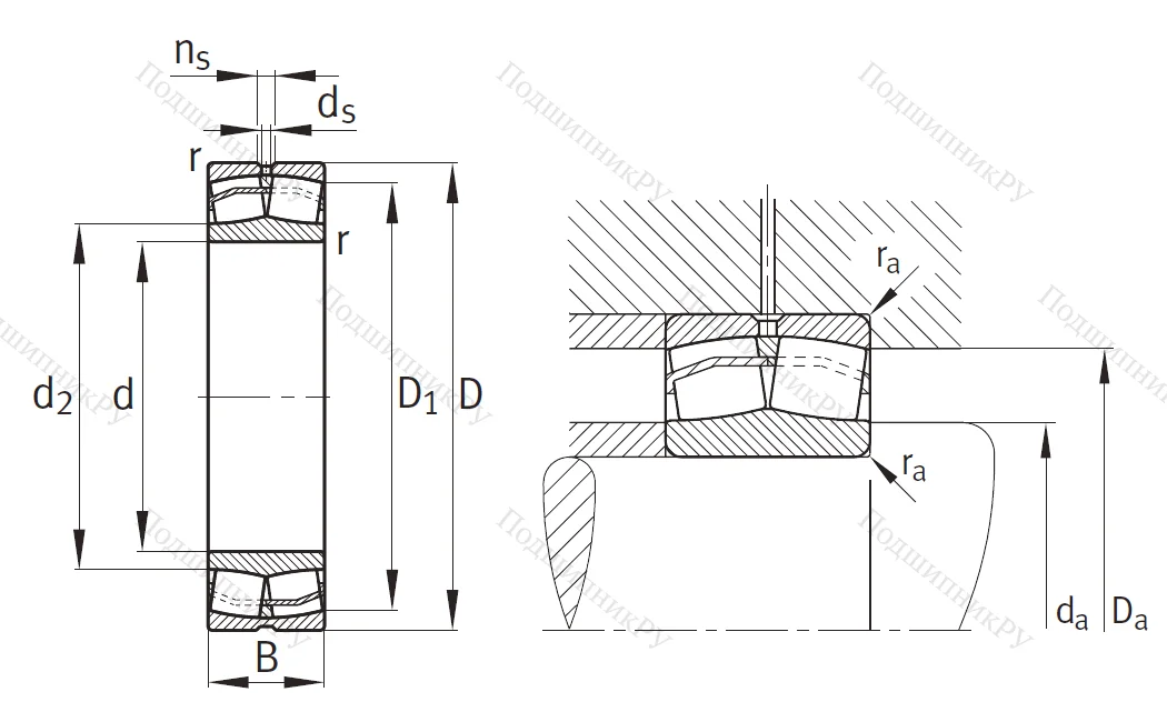 Сферический роликовый подшипник 22216 E 1 C 3