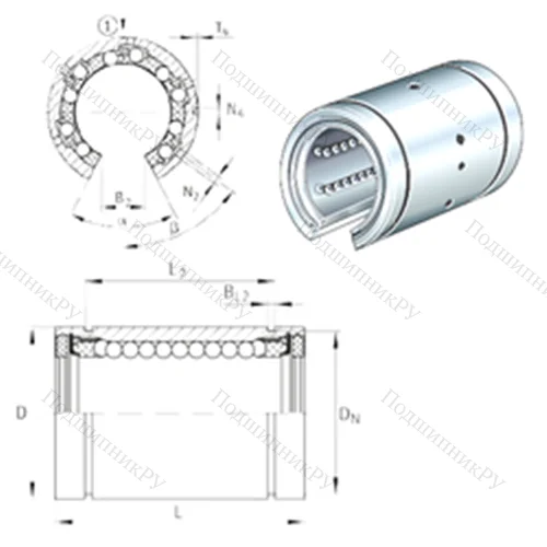 Подшипник шариковый линейный KBO 12-PP-AS