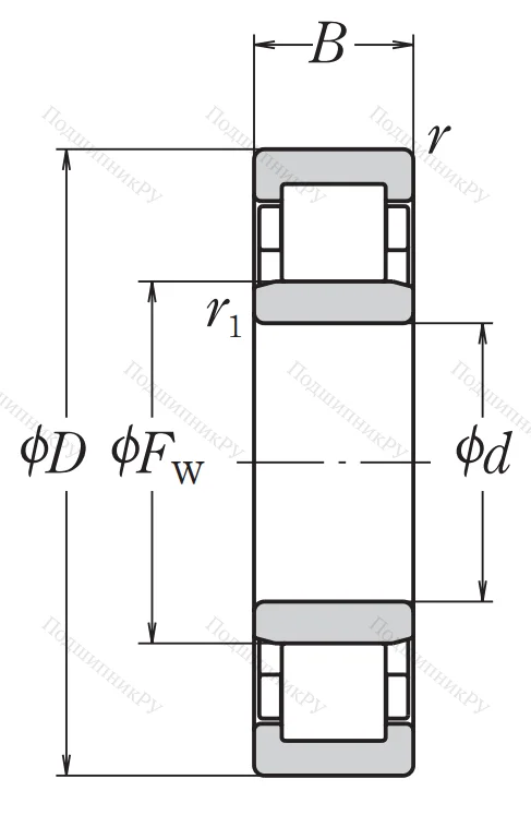 Роликовый цилиндрический подшипник NU 304 ET C 3