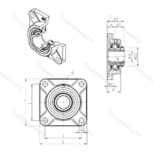 Подшипниковый узел шариковый радиальный UKF 317H