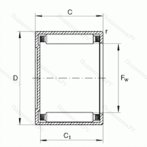 Подшипник роликовый игольчатый с одним наружным штампованным кольцом, закрытым с одной стороны BK 0408