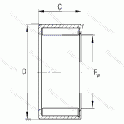 Подшипник роликовый игольчатый с одним наружным штампованным кольцом HN 5020