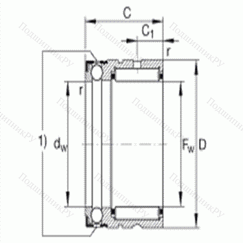 Шарикоподшипник упорный комбинированный с игольчатыми роликами NX 12