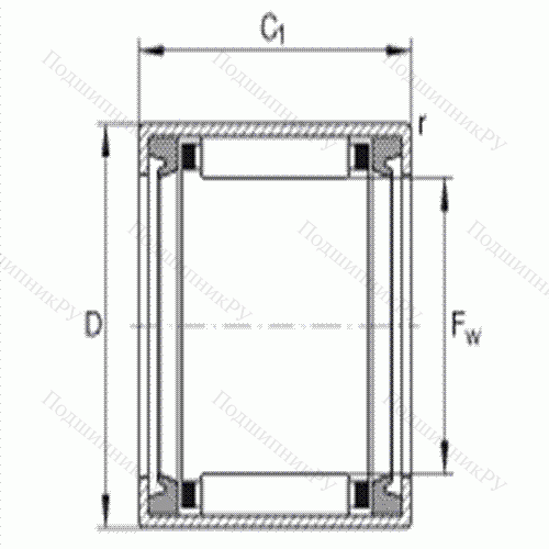 Подшипник роликовый игольчатый с одним наружным штампованным кольцом HK 2820-2RS